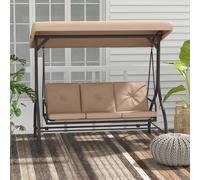 Outsunny Balancelle de jardin convertible 3 places grand confort avec coussins toit réglable métal polyester kaki
