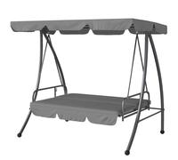 Outsunny Balancelle de Jardin Convertible 3 Places Inclinaison Toit réglable Matelas 2 x 1,25 x 1,7 m métal Polyester Gris clair