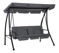 Outsunny Balancelle de Jardin Convertible 3 Places Métal Noir Anthracite