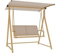 Outsunny Balancelle de jardin extérieure 2 places avec auvent réglable à 90°, protection UV 30+ et structure triangulaire en métal, charge 220 kg, 160 x 112 x 162 cm, kaki