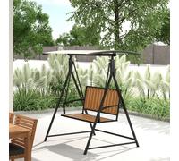 Outsunny Balancelle Hollywood avec auvent ajustable, balancelle de jardin 2 places 142 x 112 x 162cm, Noir