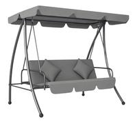 Outsunny Balancelle Jardin Convertible 3 Places Toit Réglable Matelas Gris Clair