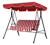 Outsunny Balancelle Noire 3 Places en Acier et Polyester Rouge avec Toit Réglable et Coussins Aosom France