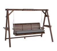 Outsunny Balançoire de Jardin 3 Places en Bois carbonisé Marron