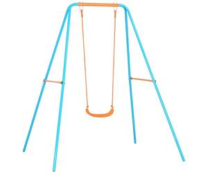 Outsunny Balançoire de jardin avec siège et piquets, en acier, pour enfants de 3 à 8 ans, 163 x 145 x 181 cm, bleu et orange