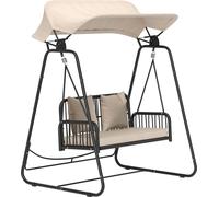 Outsunny Balançoire hollywoodienne en rotin Balançoire de jardin 2 places avec coussin réglable pour toit solaire Balançoire suspendue jusqu'à 240 kg Balançoire pour jardin balcon 149 x 121 x 180 cm K