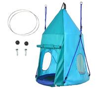 Outsunny Balançoire nid avec auvent Amovible Ø 100 cm, Bleu