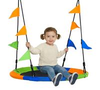 Outsunny Grande balançoire ronde pour enfant Ø 100 cm à suspendre enfant adulte intérieur et extérieur tissu Oxford haute densité 600D multicolore