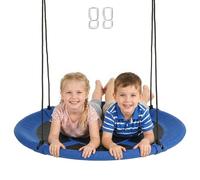 Outsunny Balançoire Nid d'Oiseau Ronde Ø 110 cm 4 Anneaux Inclus Bleu