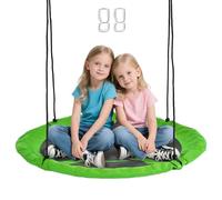 Balançoire nid d'oiseau ronde balançoire panier Ø 110 cm 4 anneaux inclus métal époxy Oxford haute densité vert
