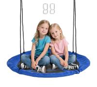 Outsunny Balançoire nid d'oiseau Ronde balançoire Panier Ø 110 cm 4 Anneaux Inclus métal époxy Oxford Haute densité Bleu