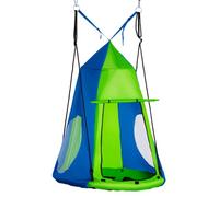 Outsunny Balançoire nid suspendue Ø100 cm – Amovible, Métal Oxford, Vert/Bleu