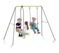 Balançoire 2 agrès portique avec balançoire et face à face dim. 2,55L x 1,6l x 1,8H m métal époxy PE gris vert