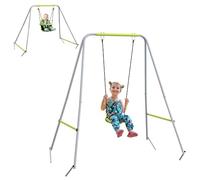 Outsunny Portique balançoire évolutive, siège haut, ceinture 5 points, barre protection, gris vert