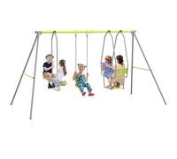 Balançoire 3 agrès portique 2 face à face et balançoire dim. 2,83L x 1,56l x 1,8H m métal époxy PE gris vert Vert G