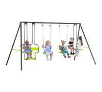 Outsunny Balançoire portique pour Enfant 4 agrès avec balançoire, nacelle Face à Face dim. 3,55L x 1,84l x 1,86H m métal époxy anticorrosion PE Gris Anthracite Vert Pomme