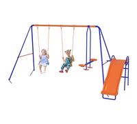 Outsunny Balançoire pour Enfants 4 en 1 avec 2 balançoires Individuelles 1 balançoire Planeur 1 Toboggan Corde réglable et Anti-UV pour l'extérieur Multicolore