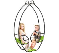 Outsunny Balançoire pour enfants – Structure métal, 2 places, 3–6 ans, 110,5×40,5×180 cm Vert