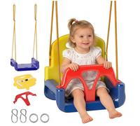 Outsunny Balançoire siège 3 en 1 évolutif pour Enfant avec Dossier et Barre en T Amovibles - de 9 à 36 Mois - intérieur extérieur - Hauteur Ajustable