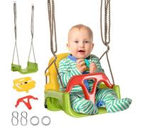 Outsunny Balançoire Siège 3 en 1 Évolutif pour Enfant Dossier 9 à 36 Mois | Barre en T Amovibles, Intérieur Extérieur, Hauteur Ajustable