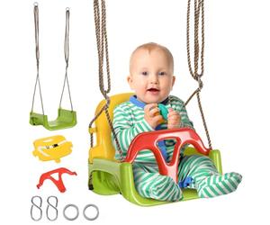 Outsunny Balançoire Siège 3 en 1 Évolutif pour Enfant Dossier 9 à 36 Mois | Barre en T Amovibles, Intérieur Extérieur, Hauteur Ajustable