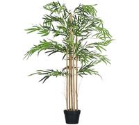 Outsunny Bambou Artificiel XXL 1,15H m Arbre Artificiel Feuilles denses réalistes Pot Inclus Noir Vert