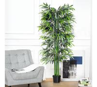 Outsunny Bambou Artificiel XXL 1,80H m arbre artificiel 1105 Feuilles denses réalistes Pot Inclus Noir Vert