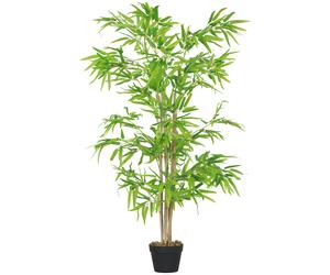 Outsunny Bambous artificiels 1,20H m réalistes par Bambou avec Vrais Troncs - Pot Inclus Noir Vert