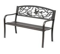 Outsunny Banc de jardin 3 places Style rural chic Métal époxy anticorrosion Brun 127 x 60 x 85 cm