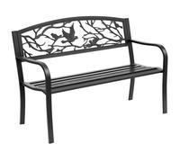 Outsunny Banc de jardin 3 places style rural chic 127×60×85 cm métal époxy anticorrosion Noir