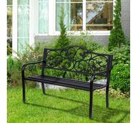 Banc de jardin Outsunny Banc 3 places de jardin terrasse style cosy chic 127L x 60l x 89H cm métal époxy anticorrosion noir
