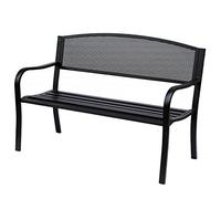 Outsunny Banc 3 Places de Jardin terrasse Style Contemporain 127L x 60l x 87H cm métal époxy anticorrosion Noir