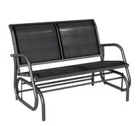 Outsunny Banc à Bascule de Jardin 2 Places Design Contemporain Grand Confort accoudoirs Assise et Dossier Ergonomique métal textilène Noir
