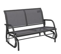 Outsunny Banc à Bascule de Jardin 2 Places Design Contemporain Métal Gris