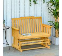 Outsunny Banc à bascule de jardin 2 places grand confort accoudoirs assise et dossier haut ergonomiques sapin 124 x 76 x 95 cm bois naturel