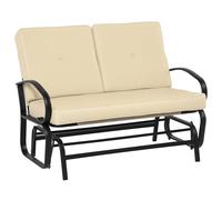 Banc à bascule de jardin 2 places style colonial acier coussins beige
