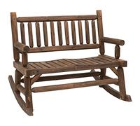 Outsunny Banc à Bascule de Jardin 2 Places Style Rural Chic avec Dossier et accoudoirs Structure Aspect rondins de Bois Assise à Lattes en Sapin traité par carbonisation