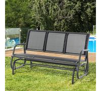 Outsunny Banc à Bascule de Jardin 3 Places Design Contemporain accoudoirs Assise et Dossier Ergonomique Acier textilène 147x75x85cm Noir