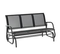 Outsunny Banc à Bascule de Jardin 3 Places Design Contemporain Grand Confort accoudoirs Assise et Dossier Ergonomique Acier textilène Noir