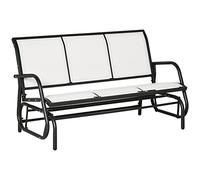 Outsunny Banc à bascule de jardin à 3 places en métal et tissu en maille respirante, 151 x 75 x 85 cm, beige
