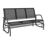 Outsunny Banc à bascule de jardin 3 places – Design contemporain, accoudoirs, acier/textilène noir