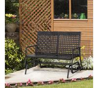 Outsunny Banc Balancelle 2 Places Résine Tressée Design Ergonomique Accoudoirs Métal Noir | Aosom France