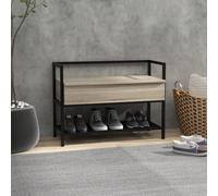 Outsunny Banc Chaussures Rangement Étagère Compartiment Secret Chêne Noir Moderne | Aosom France