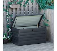 Outsunny Banc-Coffre de Jardin avec Clé, Coffre Moderne en Acier, Gris, 120x62x62 cm