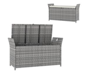 Outsunny Banc coffre de rangement extérieur en résine tressée 250L avec coussin amovible, pour jardin, balcon, blanc