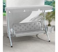 Outsunny Banc de 3 places 150x98x8 cm, coussin de siège avec sangles, coussin de siège pour meubles de jardin et lit Hollywood, Gris clair