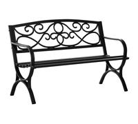 Outsunny – Banc de jardin 2 places – Dossier incliné, assise à lattes – Acier fonte Noir