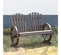 Outsunny Banc de Jardin 2 Places Adirondack Style Rustique Chic accoudoirs Roues Charette Bois Sapin traité carbonisation