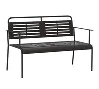 Outsunny Banc de jardin 2 places avec design à lamelles - Imperméable - Avec dossier et accoudoirs - Charge maximale : 240 kg - Pour terrasse, jardin - 121 x 64 x 84 cm - Noir