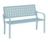 Outsunny Banc de Jardin 2 Places, Banc extérieur Jardin en Acier avec Dossier ajouré, Banquette extérieure pour Balcon, terrasse, Patio, véranda, pelouse, 127 x 63 x 85 cm, Bleu